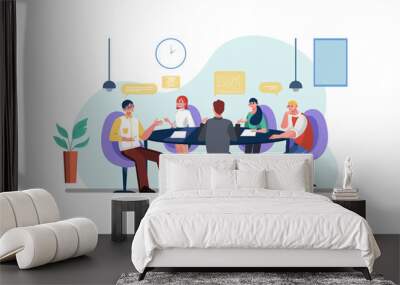 Business team partner on meeting brainstorming in investment ideas marketing planning project. Wall mural