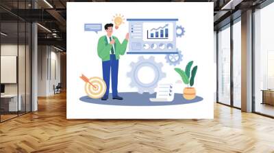 Businessman presenting data analytics Wall mural