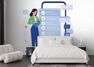 Lady Completed All Of Her Business Tasks Wall mural