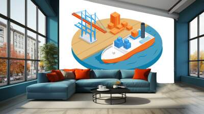 Sea Freight - Logistic Service Illustration concept Wall mural