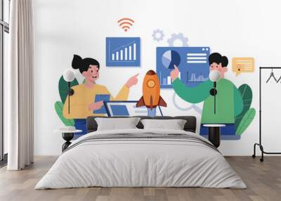 Startups innovate to disrupt industries. Wall mural