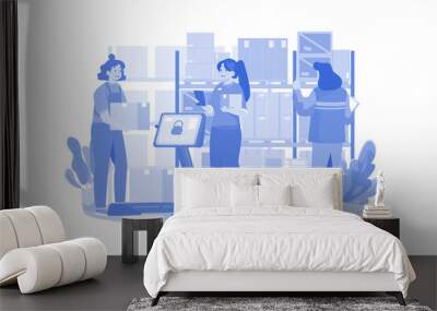 Warehouse management Illustration concept wa white background Wall mural