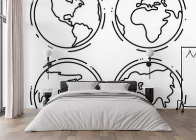 vector earth globes simple icons Wall mural