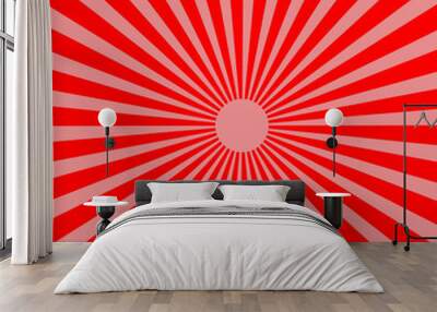 Sunbeams red two tone Wall mural