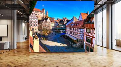  old town of medieval Nuremberg with traditional architecture, view from city wall. Travel in Germany Wall mural