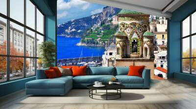 beautiful Amalfi, Italy.  view with church Wall mural