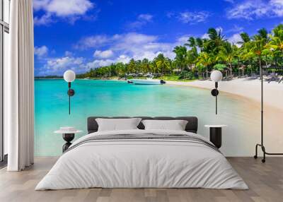 best tropical destination - beautiful Mauritius island, Bell Mare beach Wall mural