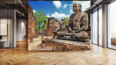 Buddha in Polonnaruwa temple - medieval capital of Ceylon,UNESCO Wall mural