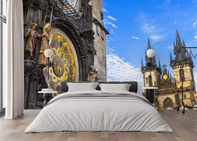 European landmarks - famous astrological clocks in Prague Wall mural