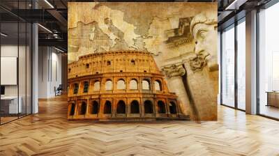 great roman empire - conceptual collage in retro style. antique rome, colosseum. italy Wall mural