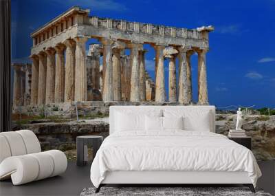 greece travel and landmarks . antique temple of orfeas in aegina island, the prototipe of acropolis. Wall mural