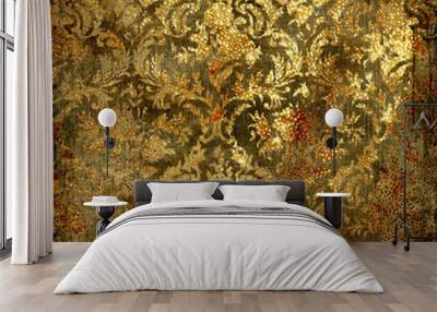 grunge background with golden patterns Wall mural