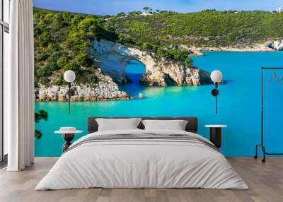 Italian holidays in Puglia - Natural park Gargano with beautiful turquoise sea Wall mural