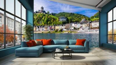 Landmarks of Germany - medieval Cochem town, famous for Rhine river cruises Wall mural