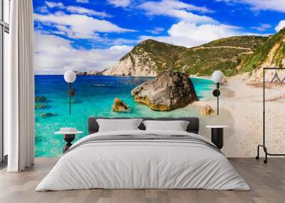 Most beautiful beaches of Greece - Petani in Kefalonia, Ionian islands Wall mural