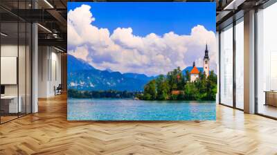 One of the most beautiful lakes of Europe - lake Bled in Slovenia Wall mural