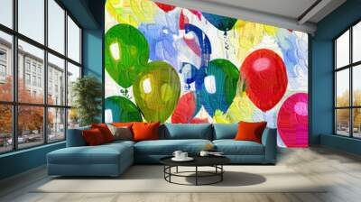 painted balloons background Wall mural