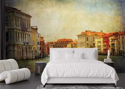 romantic venetian canals - artwork in painting style Wall mural