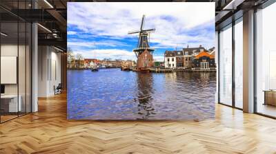 Traditional Holland - vamals and windmills (Haarlem) Wall mural