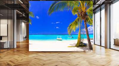 Tropical beach scenery . vacation in paradise island Mauritius, Le Morne Wall mural