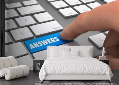 answers button concept 3d illustration Wall mural