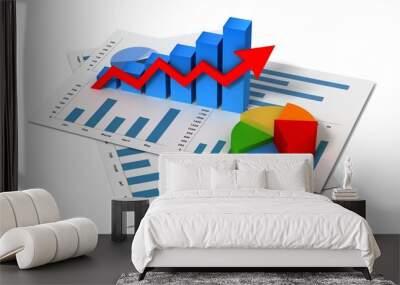 business finance graph 3d illustration Wall mural