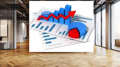 business finance graph 3d illustration Wall mural