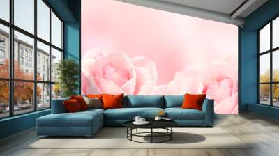 Blurred background with three pink roses Wall mural