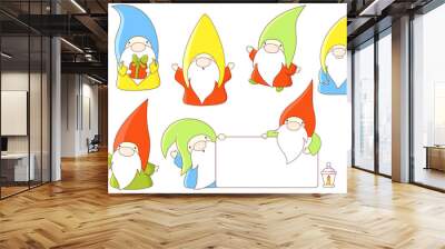 Collection of cute gnomes Wall mural