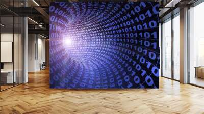 Internet concept -  3d abstract blue tunnel Wall mural