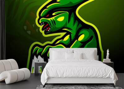 Alien mascot esport logo design Wall mural