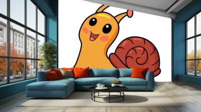 Cute little snail cartoon character Wall mural