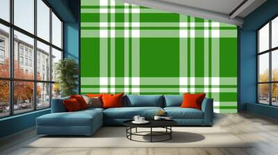 christmas seamless pattern with green and white plaid Wall mural