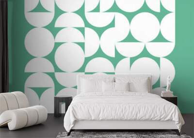 Teal cover or card design with white geometric vector illustration. Wall mural