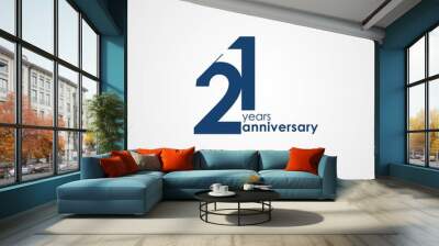 21 Years Anniversary emblem template design with dark blue number style Wall mural