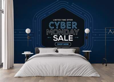 Cyber Monday sale banner template for business promotion vector illustration Wall mural