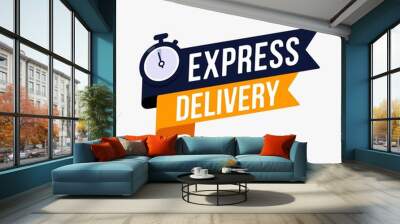 Express delivery label sign for banner promotion vector illustration Wall mural