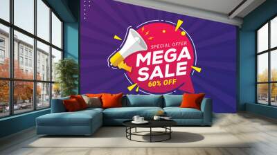 Mega sale banner discount promotion template Wall mural