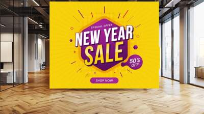 New Year sale discount banner template promotion design for business Wall mural