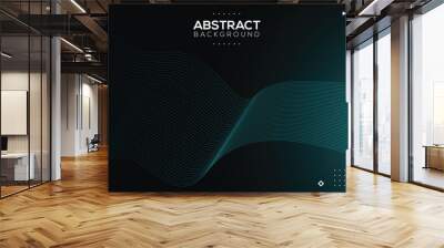 Tosca and black gradient abstract background element design with line and dots decoration background vector Wall mural