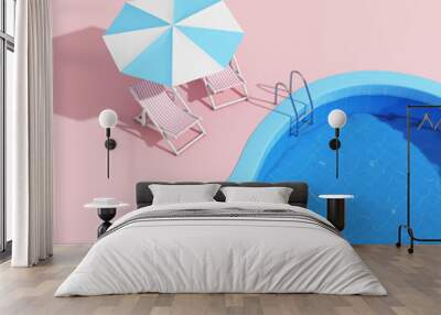 Swimming pool with lounge chairs Wall mural