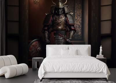 ancient samurai preparing for combat Wall mural