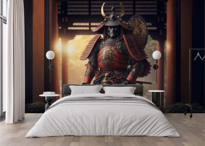 ancient samurai preparing for combat Wall mural