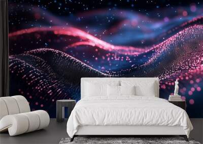 Abstract Glowing Particles: Digital Art & Science Fiction Background Wall mural