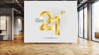 21st 3D gold anniversary logo isolated on elegant background, vector design for celebration purpose Wall mural