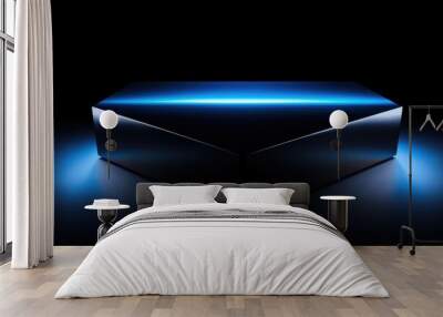 A blue light shines on a shiny box Wall mural