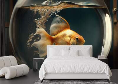 Goldfish Swimming in its Tank Wall mural