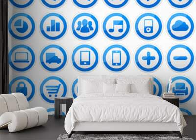 41 web icons isolated 1 blank blue Wall mural