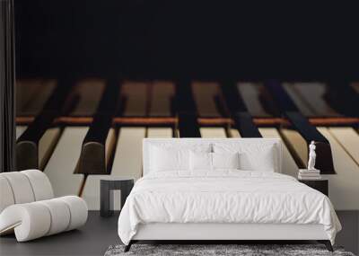 learn how to play piano. close up view of black and white piano keys. musical instrument Wall mural