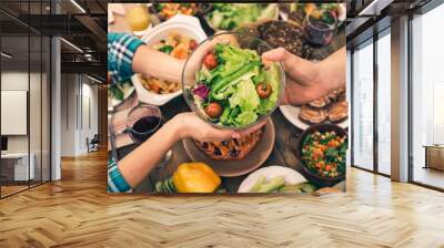 nice family having tasty dinner Wall mural